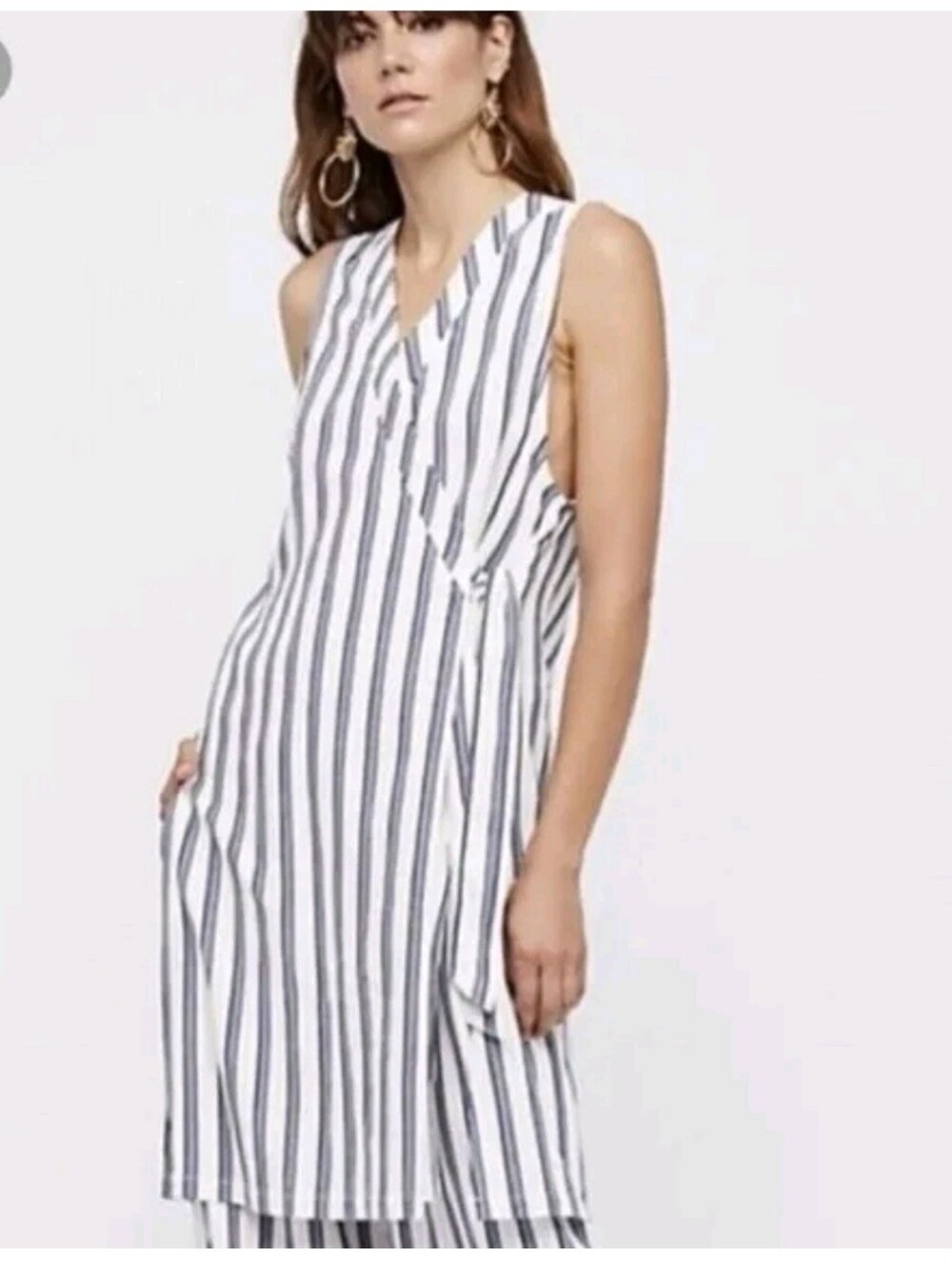 FREE PEOPLE Sz. XS $128 Tuxedo Stripe Wrap Dress